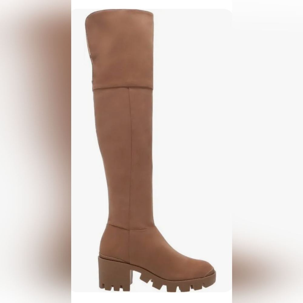 NWT  Schutz Violeta Over The Knee Honey Beige Tan Boots Size 7.5 OTK Lug Sole